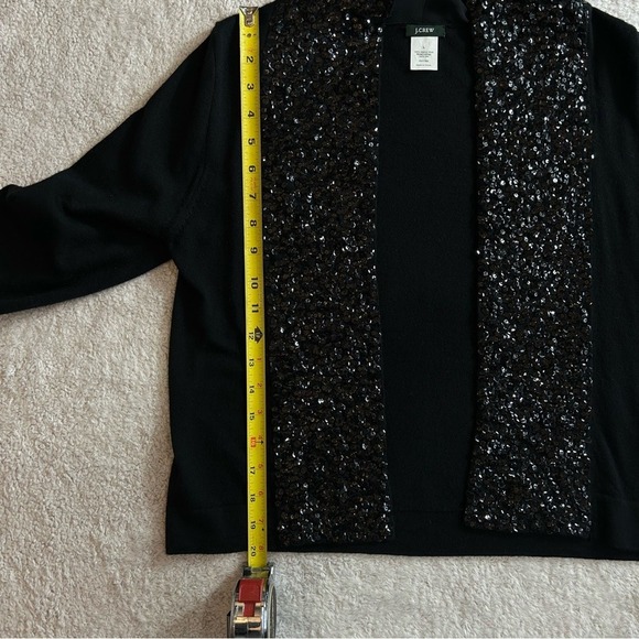 J. Crew Women's Sequined Merino Wool Size Large Black Holiday Sweater - Picture 6 of 10